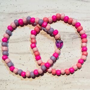 Valentine Bracelet Set | Stackable Wood Beads